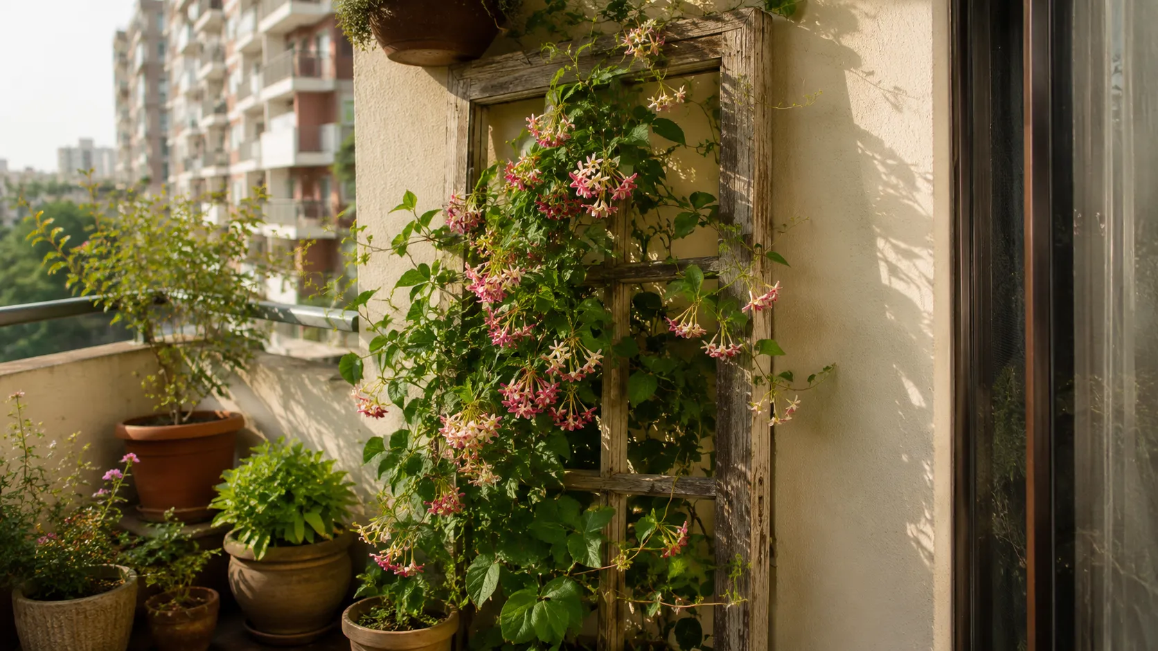 Up‑cycled Window or Door Frame Trellis